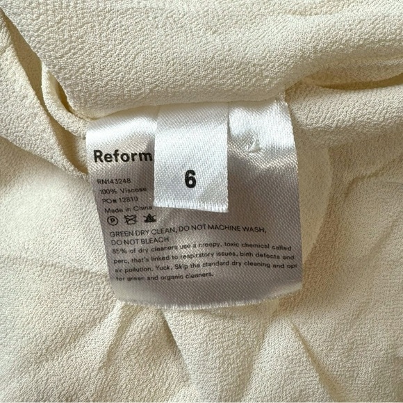 NWOT Reformation Adelia Crepe Ivory Embroidered Long Sleeve Maxi Dress Size 6 - Picture 12 of 13